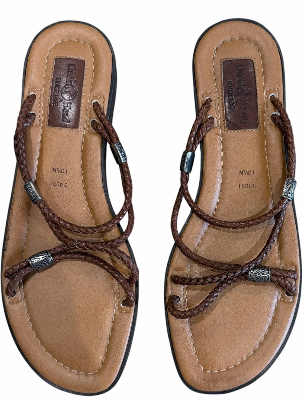 Duck Head Leather Sandals Women’s 10.5 Narrow NWOB Open Toe Summer Braided Strap
